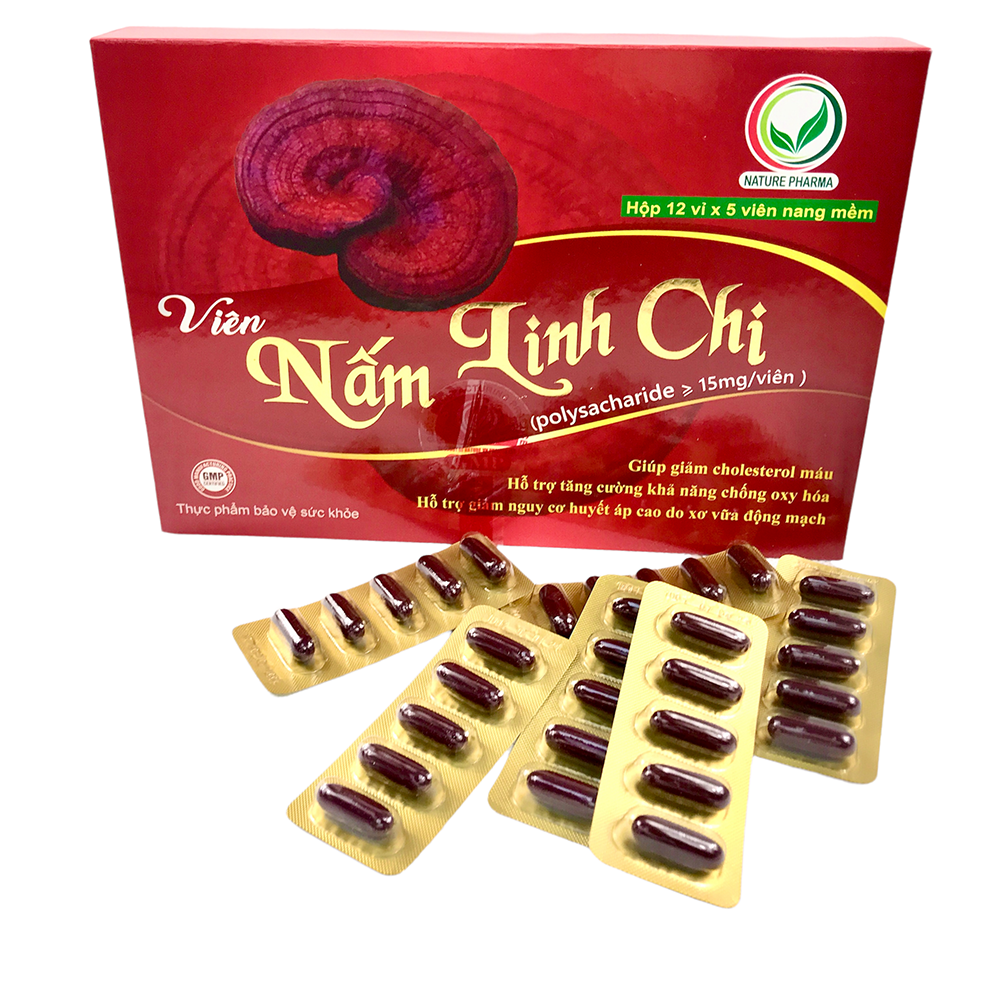 Viên Nấm Linh Chi NATURE PHARMA (60 Viên/Hộp) - Chống Oxi Hóa - Tăng Sức Đề Kháng